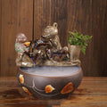 Tabletop Water Fountain, Mist Humidifier, Chinese Ceramic Desk Decor, Porcelain Indoor Feature for Living Room Office(B)