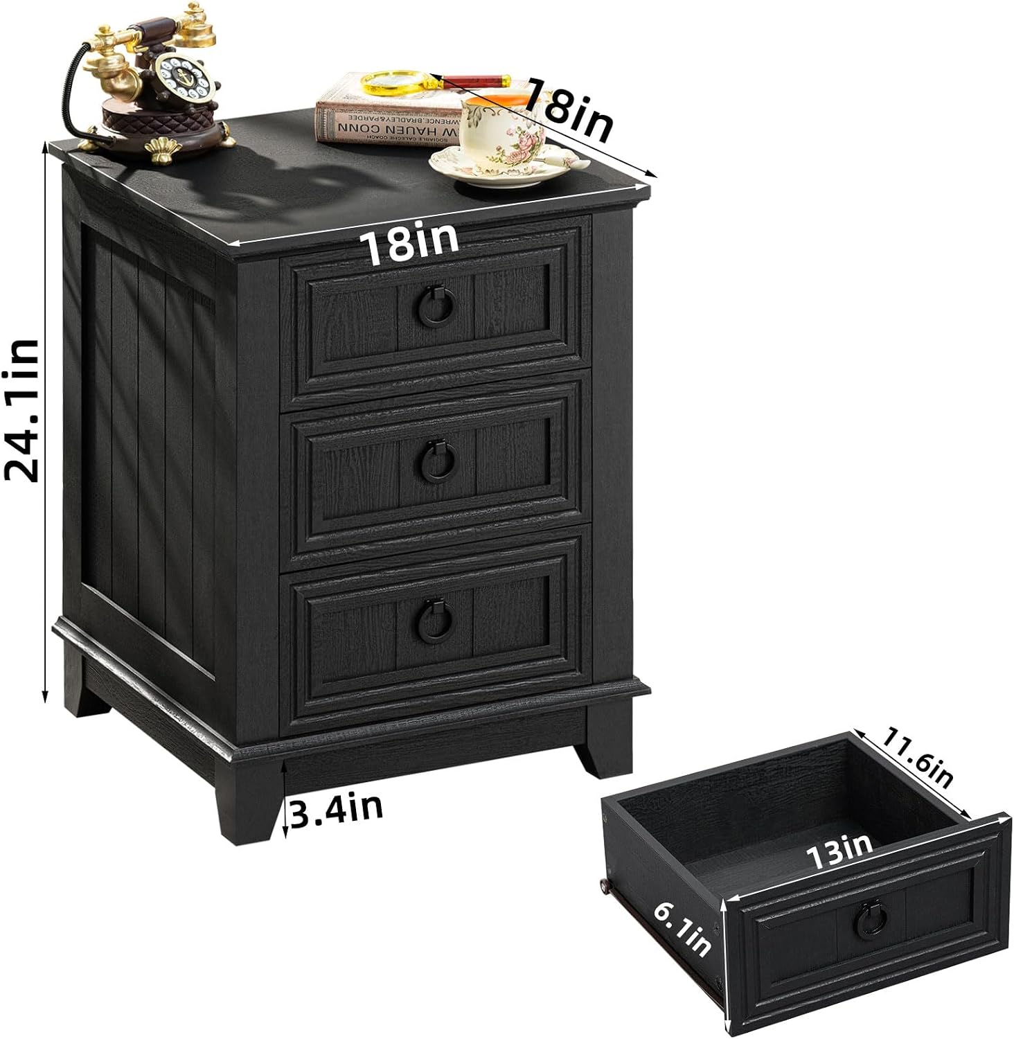 Joaxswe Farmhouse Dresser and Nightstand Sets 2 Piece, Nightstands and 6 Drawers Dressers for Bedroom, 54' Wide Dresser and 18' Inch Night Stand Set for Bedroom, Living Room, Hallway