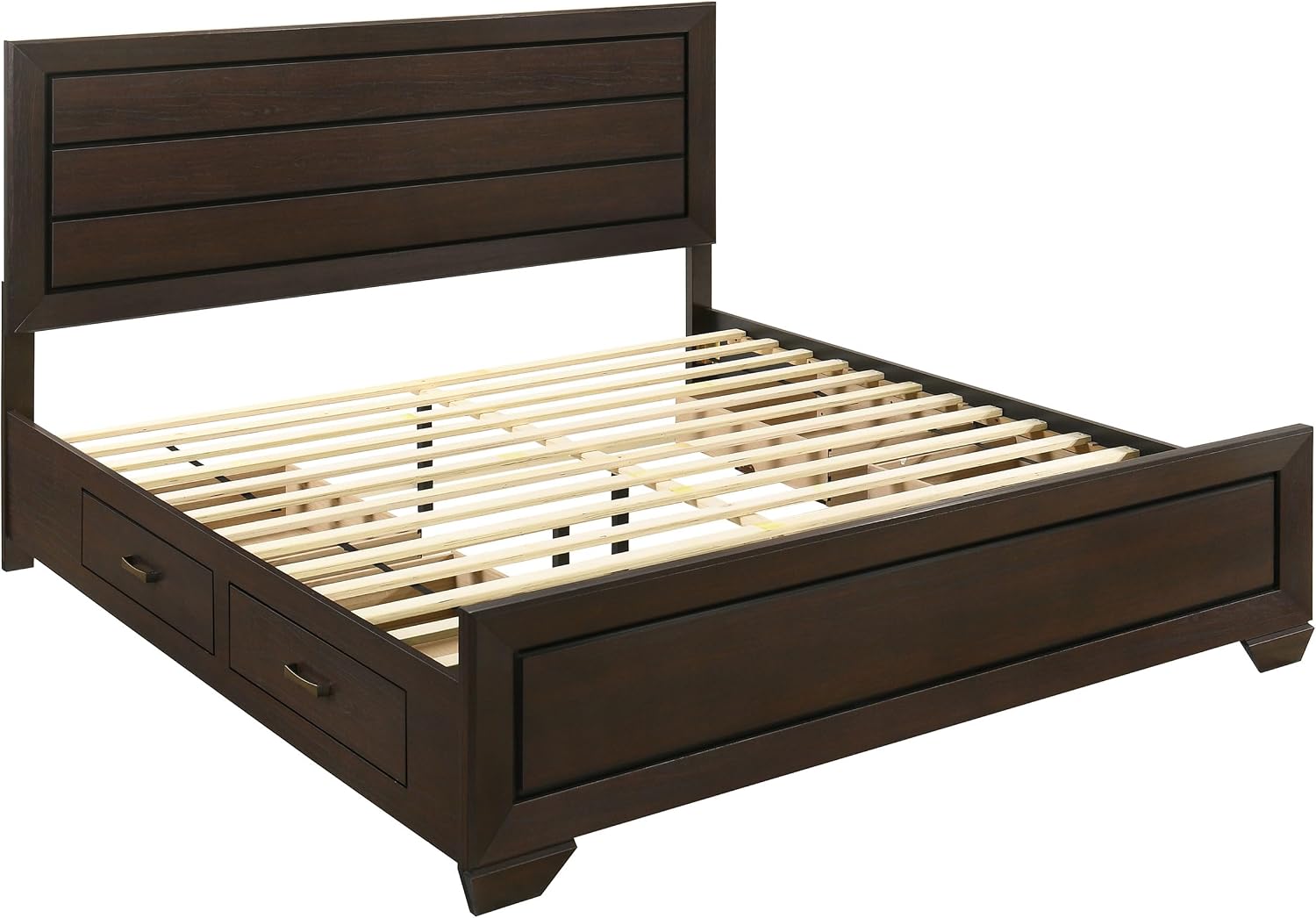 Coaster Home Furnishings Kauffman Transitional 4-Piece Bedroom Set Eastern King Size Storage Panel Bed Frame 54-inch Headboard Dark Cocoa 204390KE-S4