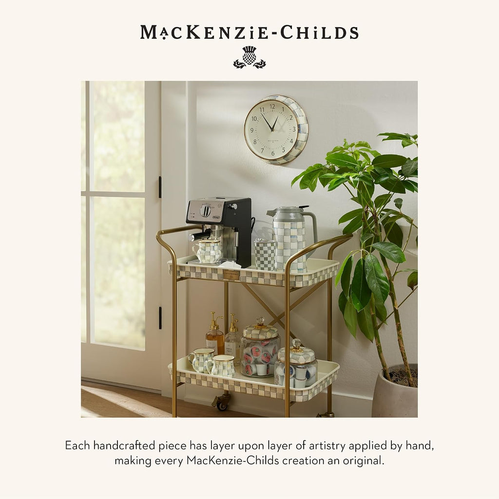 MACKENZIE-CHILDS Wall Clock, Decorative Clock for Kitchen and Living Room, Gray-and-White Sterling Check