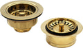 Westbrass CO2165S-01 COMBO PACK 3-1/2' Post Style Large Kitchen Sink Basket Strainer and Waste Disposal Drain Flange with Basket Strainer, Polished Brass