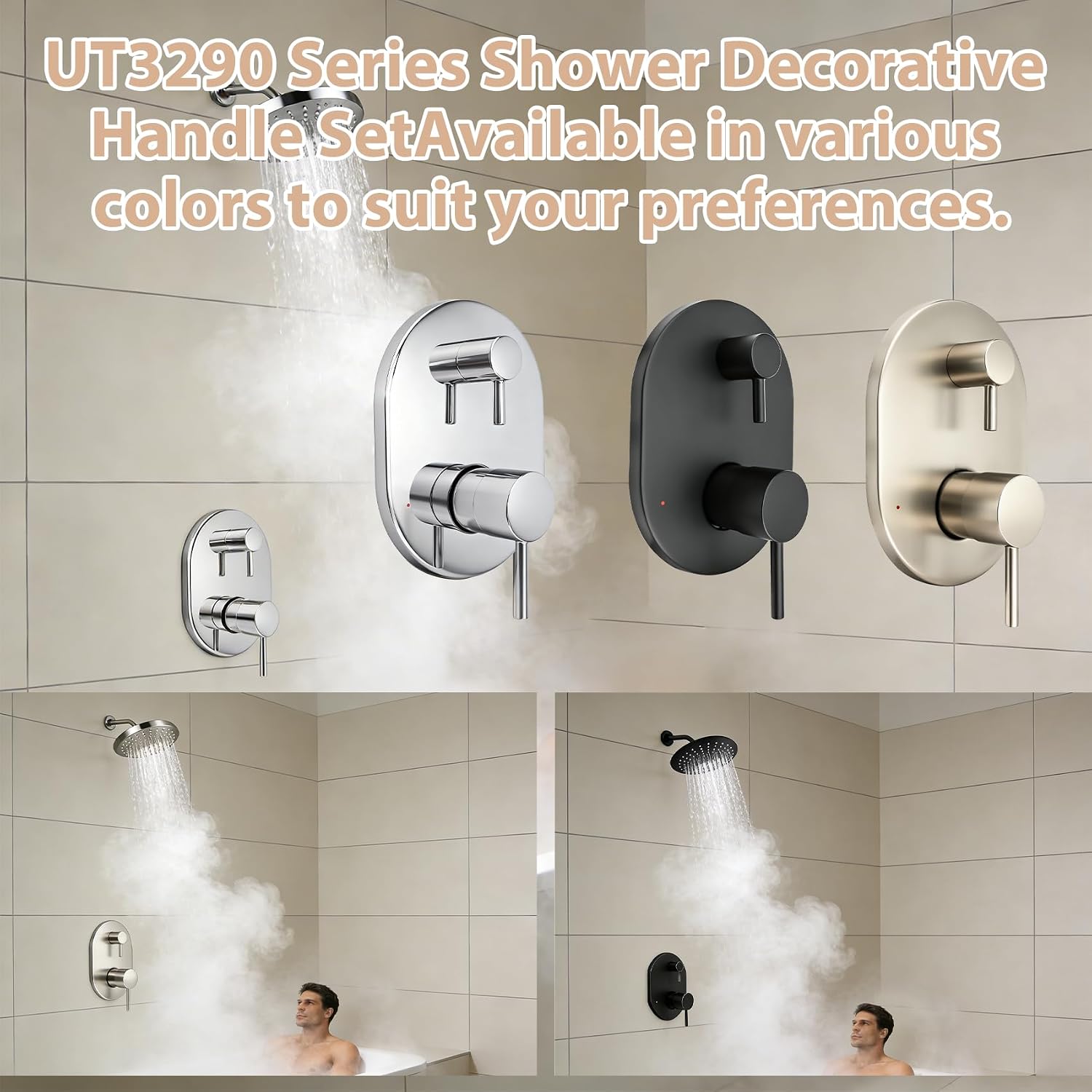 UT3290 Shower Valve Trim Kit for Moen Align Chrome M-CORE 3-Series 2-Handle Shower Faucet Trim, for Shower Handle UT3290BL UT3290BN UT3290BG, Include 1213 Cartridge, U232 U362 Valve Required. -2 Year