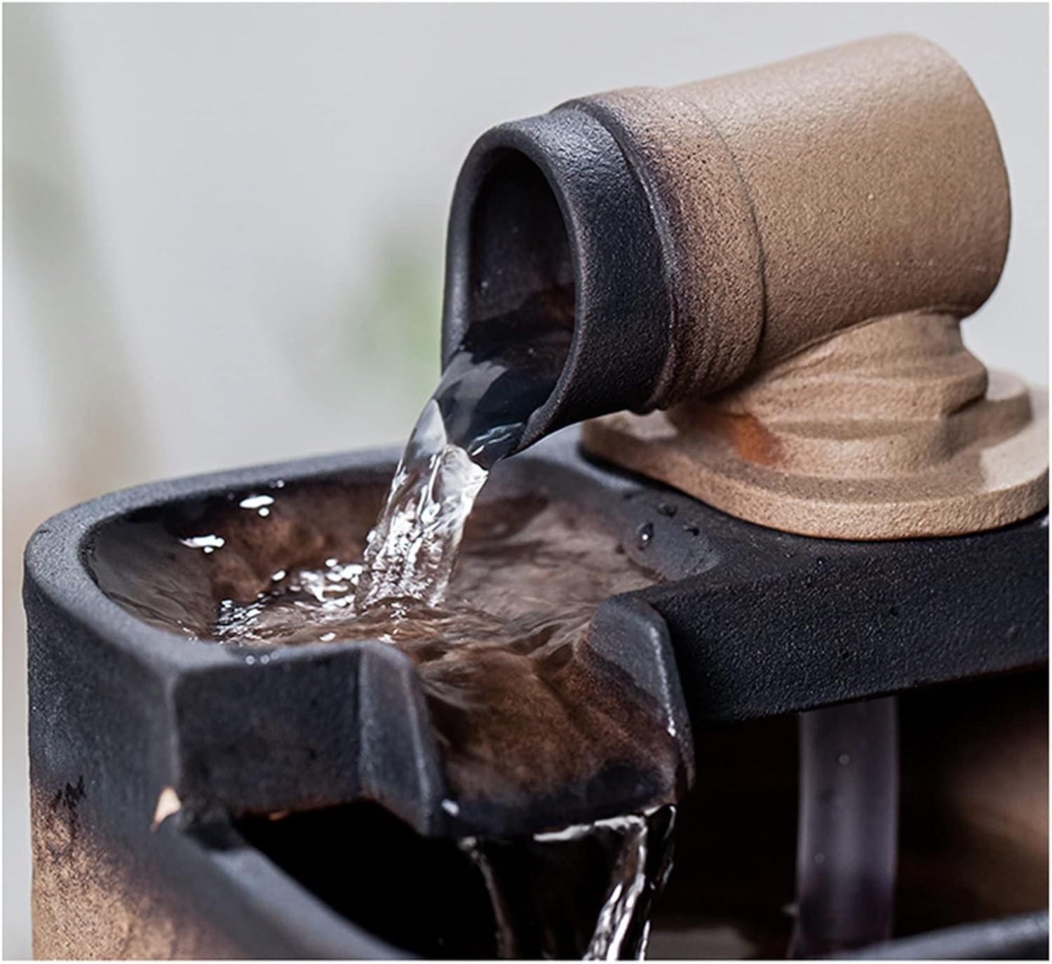 HIHELO Desktop Fountain Indoor Tabletop Fountain Small Desktop Fountain Desk Fountain Suitable for Home Office Bedroom Desk Decoration Water Fountain Outdoor (Color : B)
