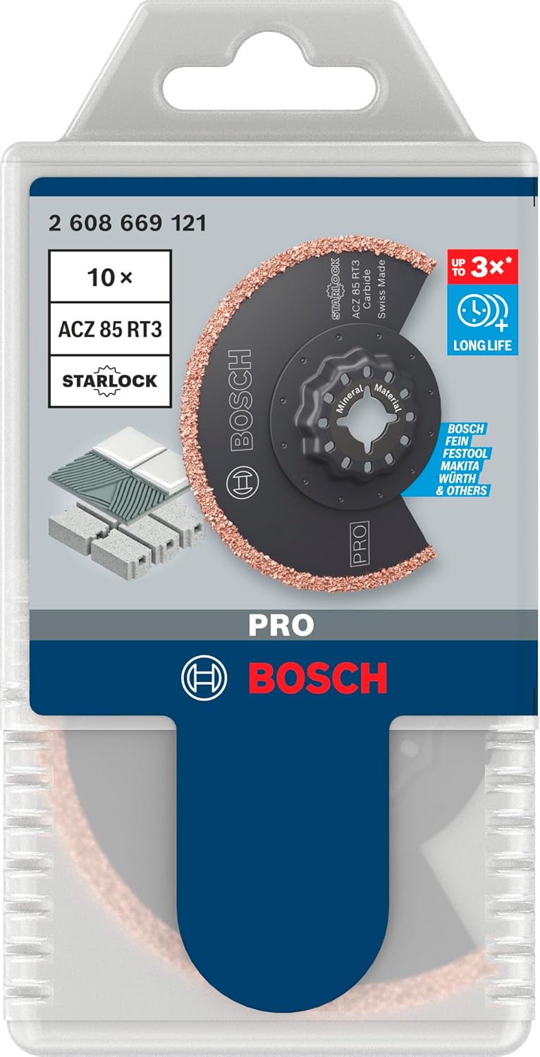 Bosch 10 x Pro Multi Material ACZ 85 RT3 Sheets for Multifunctional Tools (for Mortar, Aerated Concrete, Diameter 85 mm, Professional Accessories Multifunctional Tool)
