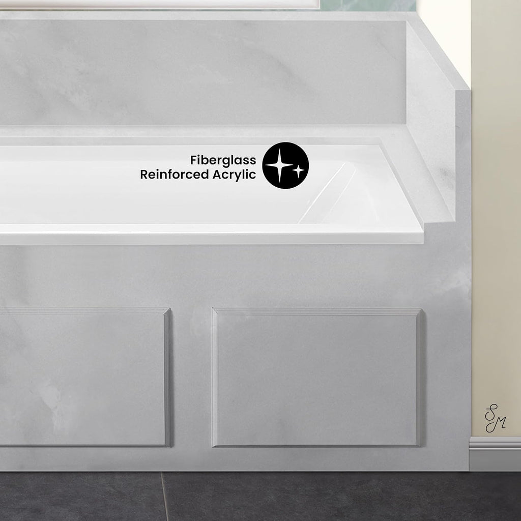 Swiss Madison Voltaire 60 x 30 Left Drain Soaking Alcove Bathtub in Glossy White with Integrated Overflow, Drain Included
