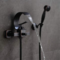 Shower System Waterfall Bathtub Shower Faucet Set Black Bathtub Mixer Tap Dual Contral Shower Wall Mounted Shower Faucet-Black