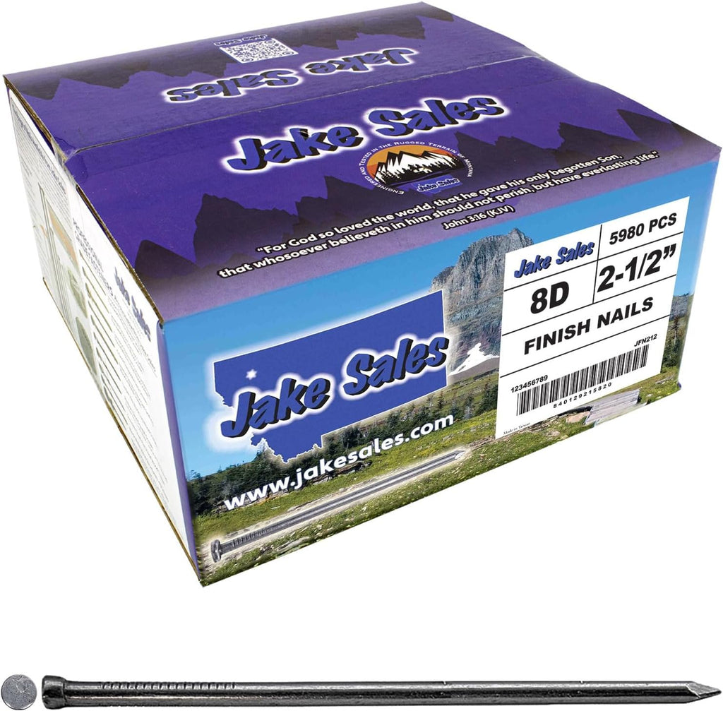 2-1/2 Inch (8D) Bright Finish Finish Nails - Full Box ~5980 Nails
