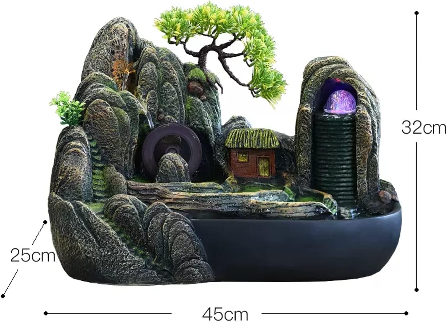 HIHELO Desktop Fountain Resin Tabletop Fountain with Artificial Rock Design Indoor Zen Tabletop Relaxation Water Feature Indoor Spa and Yoga Decoration Water Fountain Outdoor