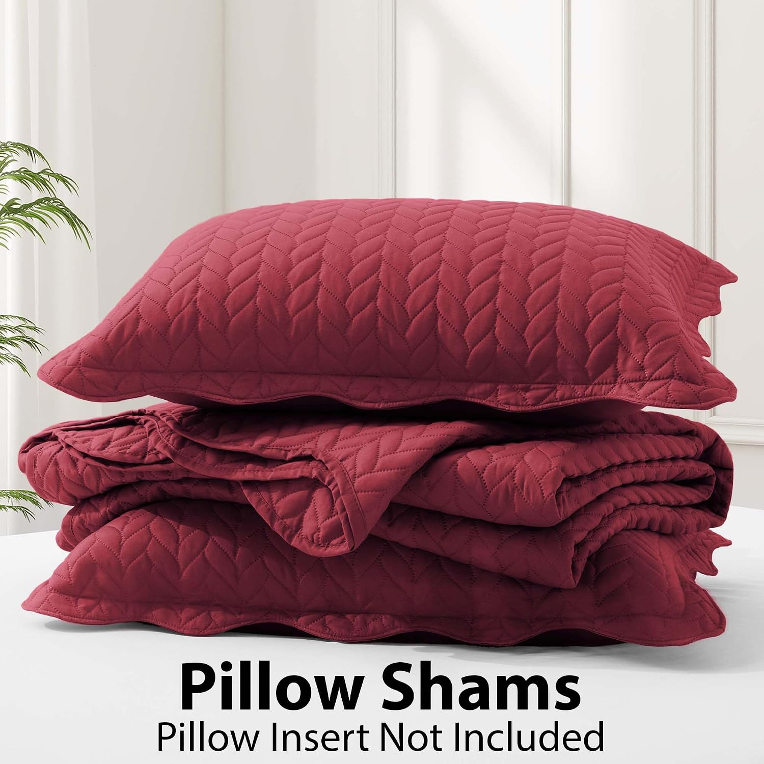 IR Imperial Rooms Twin Quilt Bedding Set (68' x 86') - Bulk Pack of 10 Wholesale for Hotels, Guest Bedroom & Airbnbs - Lightweight Microfiber Reversible Embossed Quilts Bedspreads (Burgundy)
