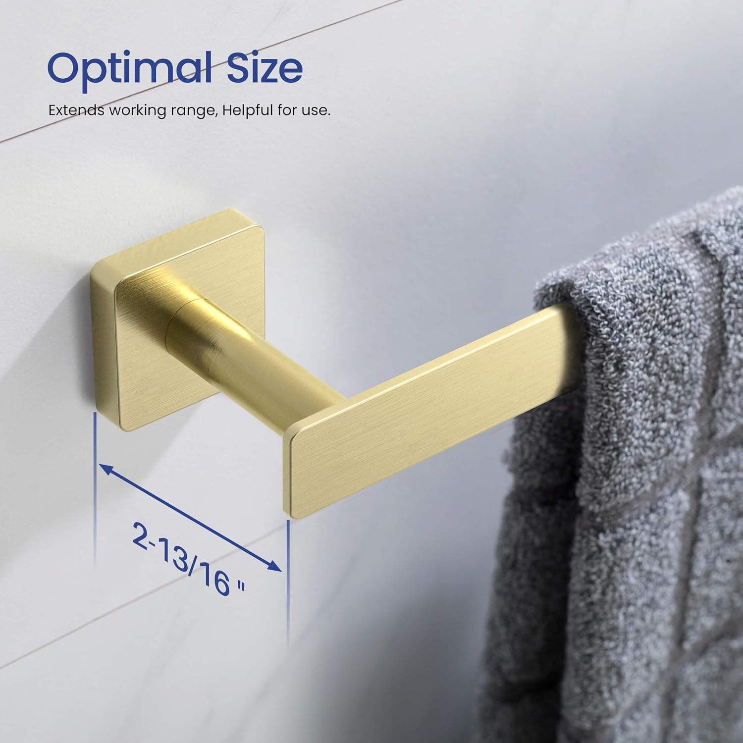 Kibi Blaze 5-Piece Bathroom Hardware Set – Includes 19 -Inch Hand Towel Bar and Holder, Toilet Paper Holder, Robe Hook – Wall Mounted, Solid Brass, Modern Bath Accessories (Brushed Gold, KBA16-5-1)