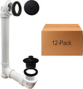 Westbrass D49721-12-62 1-1/2' Bath Waste & Overflow Assembly with Pull Drain Stopper and One-Hole Faceplate Top Elbow - Sch. 40 PVC, Matte Black (12-Pack)