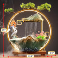Crane Tabletop Water Fountains Indoor Waterfall with LED Light Desktop Fountain for Meditation with Mist Japanese Fountain with Fake Plants Feng Shui Office Home Decor for Good Luck Wealth