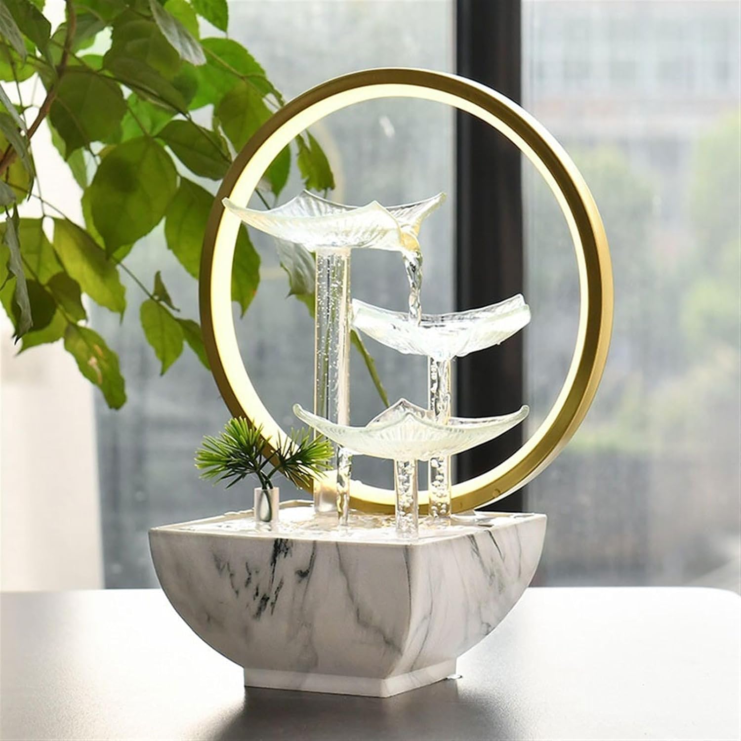 GLigeT Tabletop Fountain Living Room High-Grade Circulating Water Fountain Ornaments Office Fortune Simple Small Desktop Decorations Water Fountain Decor