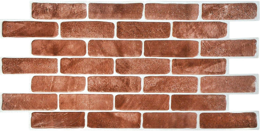 Dundee Deco PG7064-10 Vintage Brown Faux Brick PVC 3D Wall Panel, 3.3 ft X 1.6 ft (103 cm X 50cm), Interior Design Wall Paneling Decor, 5.28 sq. ft. (0.51sq. m) Each, Pack of 10