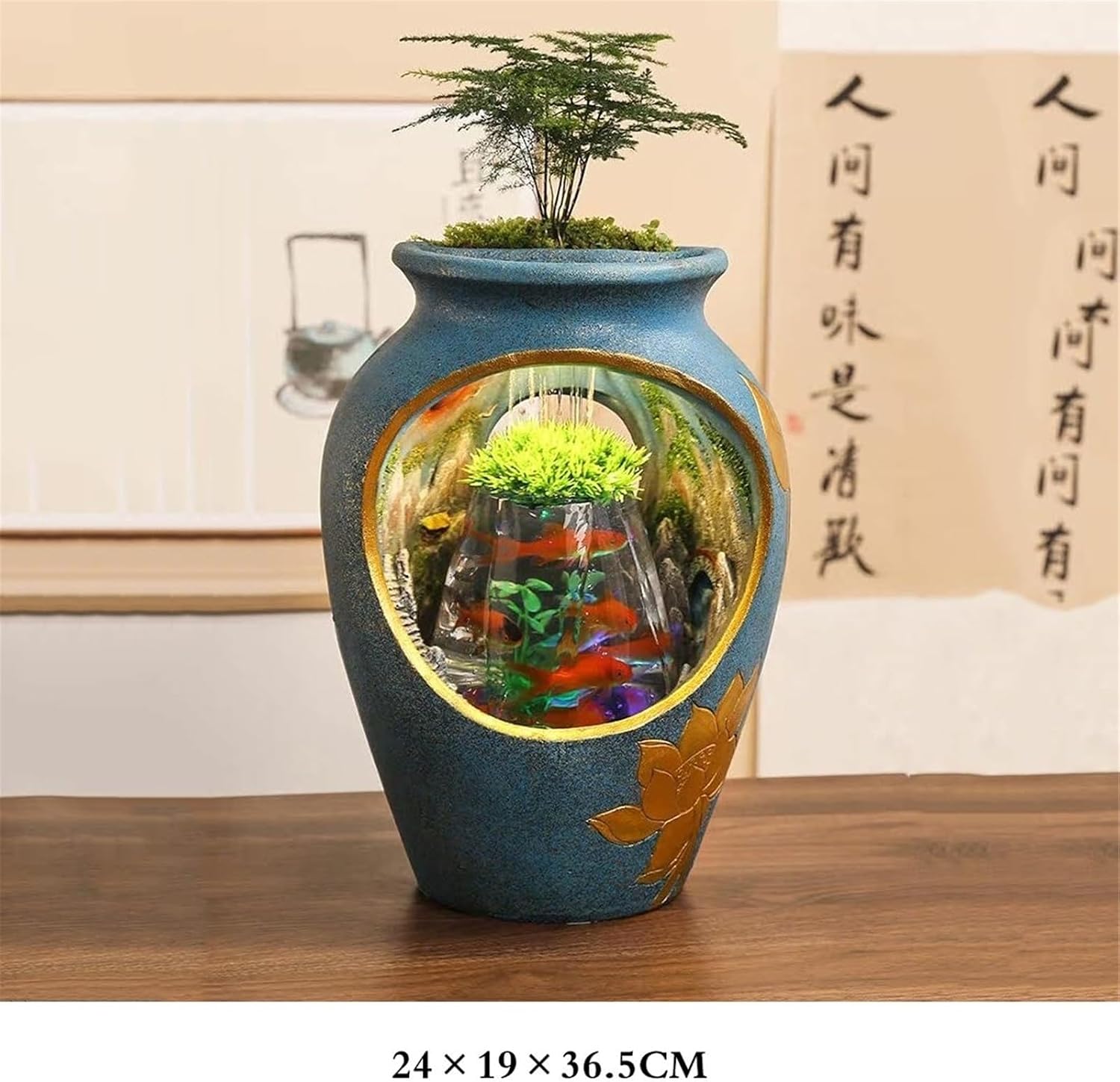 Tabletop Tabletop Fountain, Desktop Fish Tank Relaxing Ambiance for Home and Office Decor Decor