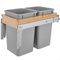 Rev-A-Shelf 27 Qt Top Mount Double Pullout Under Cabinet Kitchen Trash Cans w/Soft-Close for Base Cabinets, 150 Pound Rated Full-Extension Slides, Min Opening Width of 12', Silver, 4WCTM-15BBSCDM2