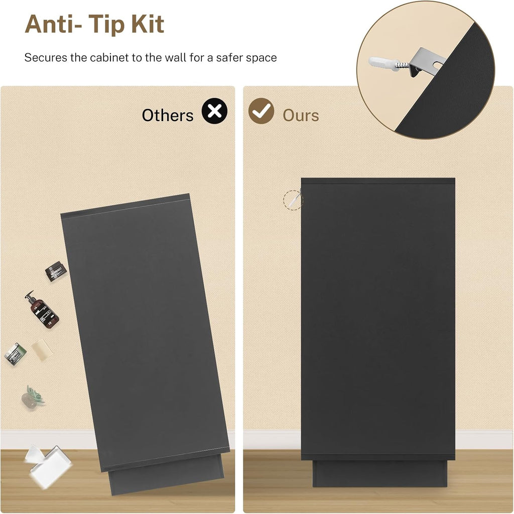 TEENFON 55' Dresser for Bedroom with 6 Drawers, Black Dresser with Metal Slide, Bedroom Dressers, Wood Dressers & Chests of Drawers for Bedroom, Hallway, Black