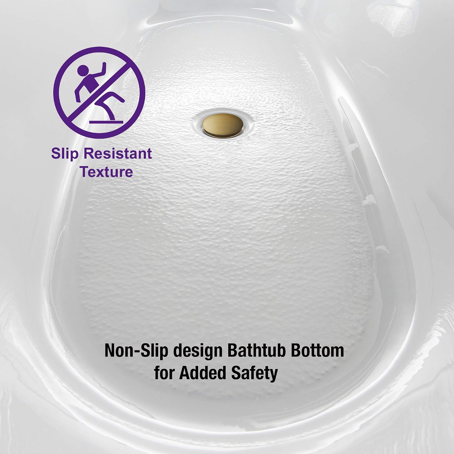 WOODBRIDGE 48' Acrylic Freestanding Bathtub Contemporary Soaking Tub, White Acrylic(Brushed Golden Drain/Overflow),BTA1703-BG-Drain&O