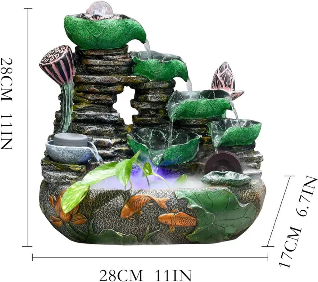 HIHELO Tabletop Fountain Tabletop Fountain Rockery Flowing Water Landscape Fountain Desktop Decoration Feng Shui Wheel Circulating Water Ornaments Indoor Fountain (Size : Small)