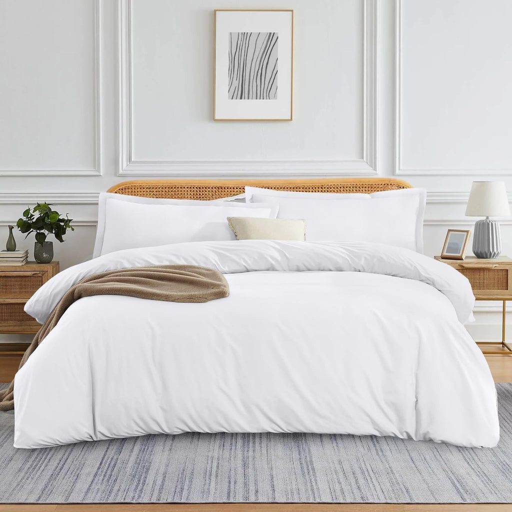 Premium 1-Piece Queen Size Duvet Cover – 800 Thread Count Pima Cotton, Heavyweight Fabric, Zipper Closure & Corner Ties, Ultra Soft & Durable (White)