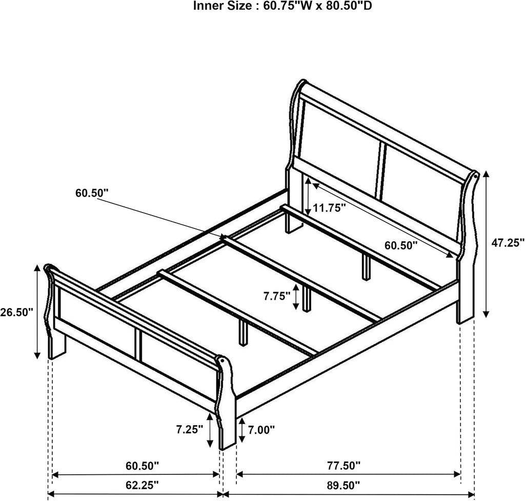 Coaster Home Furnishings Louis Philippe Traditional 4-Piece Bedroom Set Queen Size Sleigh Bed Frame 47-inch Headboard White 202441Q-S4