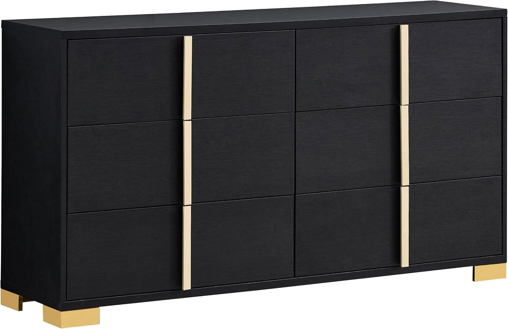 Coaster Home Furnishings Marceline Contemporary 4-Piece Bedroom Set Queen Size LED Panel Bed Frame 51-inch Headboard Black 222831Q-S4