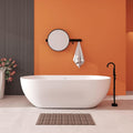 69' Premium Solid Surface Freestanding Bathtub, Oval Stone Resin Tub with Overflow and Pop-up Drain, Matte White