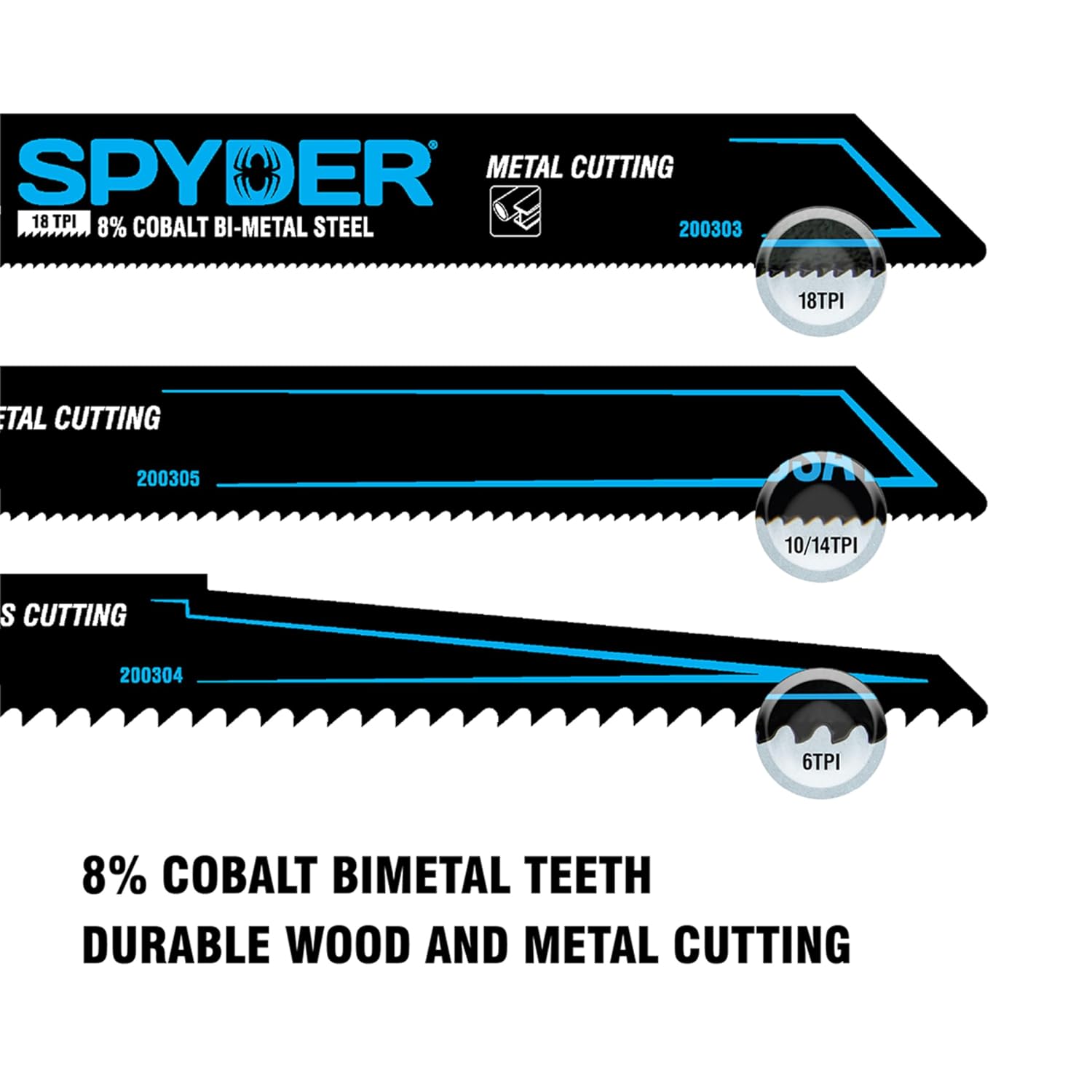 Spyder 6-Inch Reciprocating Saw Blade, for Wood and Metal, 10/14-TPI, 100-Blade Bulk Pack (200302)