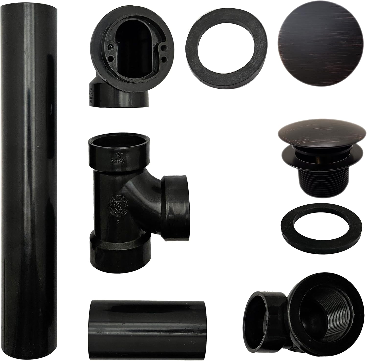 Westbrass A493144H-12A 14' Sch. 40 ABS Bath Waste & Overflow Assembly with Tip-Toe Drain Plug and Illusionary Faceplate, Antique Bronze