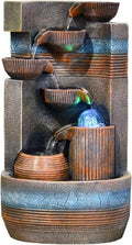 HIHELO Desktop Fountain Indoor Tabletop Fountain Decoration Tiered Bowl Waterfall Design Quiet and Soothing Water Sound for Home Office Water Fountain Outdoor