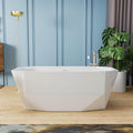 63' Acrylic Freestanding Bathtub, Irregular Diamond Shape Free Standing Tub, Soaking Tub with Integrated Slotted Overflow, Toe-Tap Chrome Drain, cUPC Certified, Glossy White