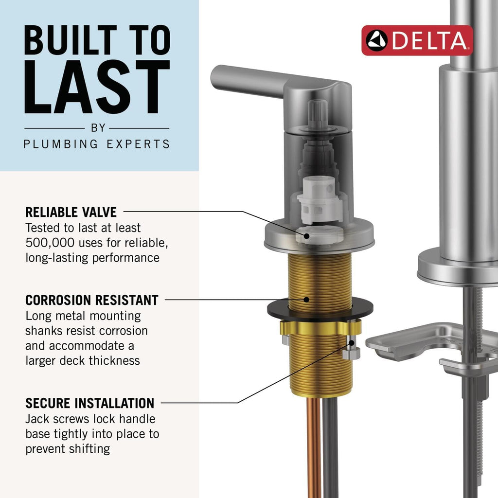 Delta Arvo Brushed Gold Bathroom Faucet with Sprayer, 8 Inch 3 Hole Widespread Bathroom Sink Faucet with Pull Out Sprayer, Push-Pop Drain, Champagne Bronze 35840LF-CZPD