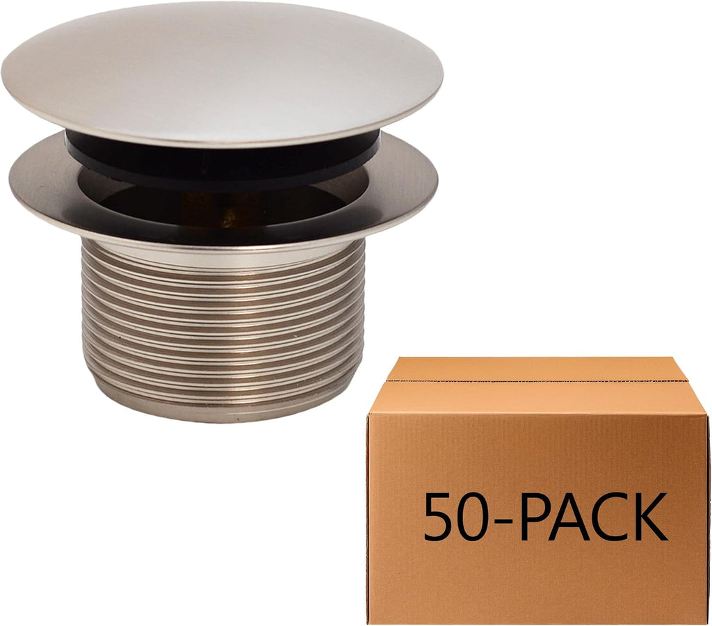 Westbrass D398R-50-07 1-1/2' NPSM Coarse Thread Mushroom Tip-Toe Bathtub Drain Stopper, Satin Nickel (50-Pack)
