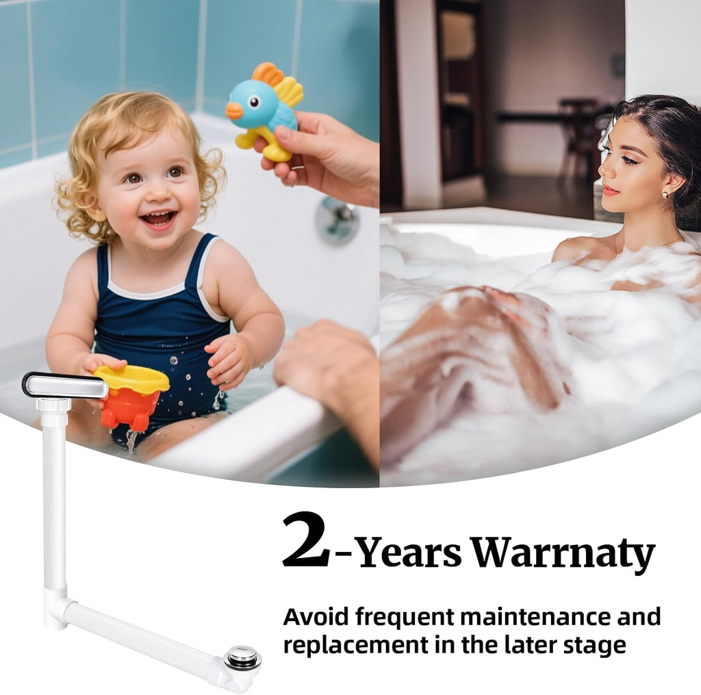 Slotted Overflow Bath Drain with Toe-Tap Stopper, with Metal Overflow Cover, Compatible with Kohler Elevance/Archer/Underscore/Rêve/Parity Baths and Whirlpools, Brushed Nickel, Easy Installation