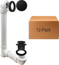 Westbrass D49321-12-62 1-1/2' x 12' Bath Waste & Overflow Assembly with One-Hole Faceplate Cover and Tip-Toe Drain Plug - SCH. 40 PVC, Matte Black (12-Pack)