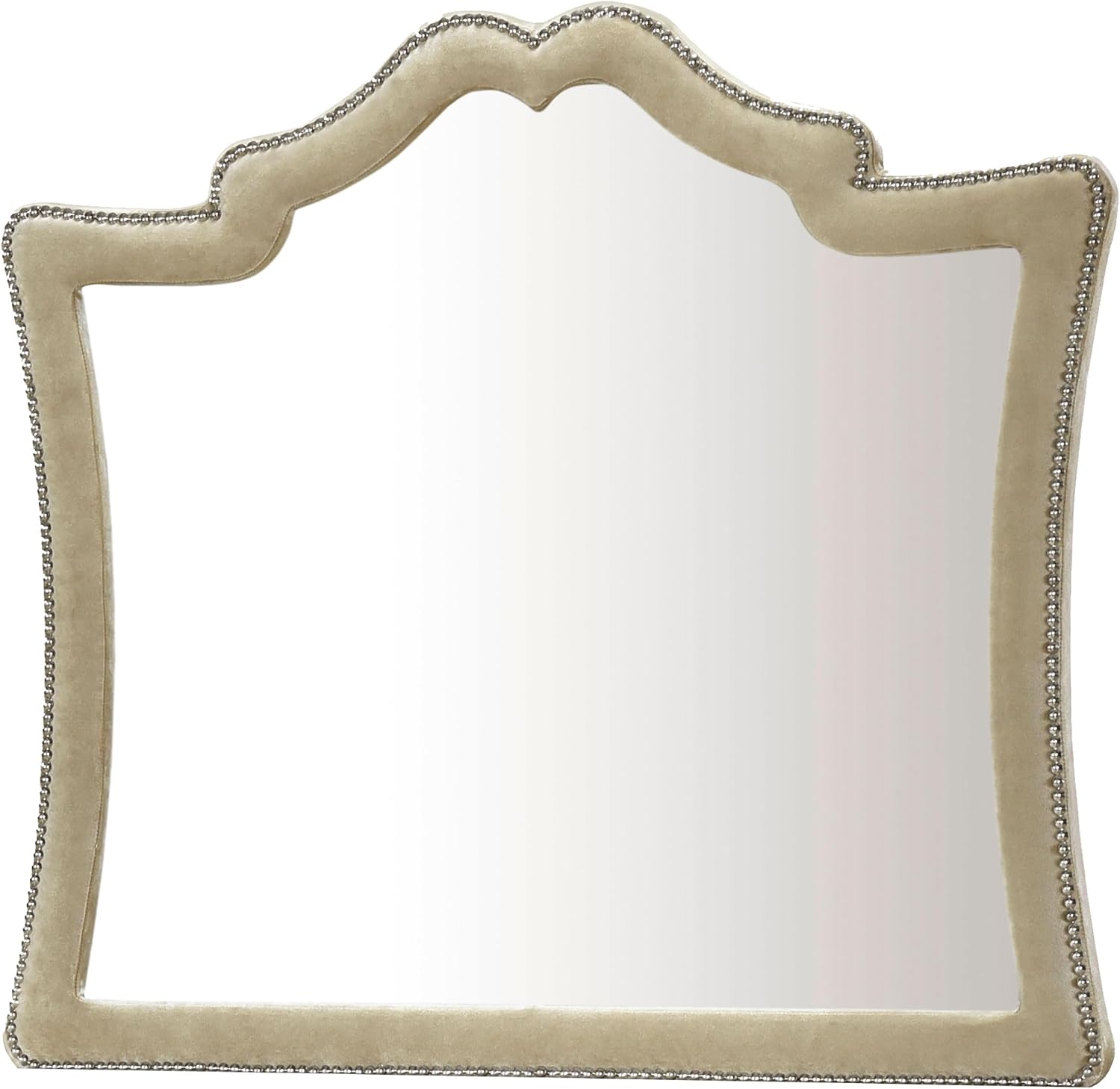 Coaster Home Furnishings Antonella Modern Classic 4-Piece Bedroom Set Velvet Upholstered Queen Size Panel Bed Frame 79-inch Headboard Ivory and Camel 223521Q-S4