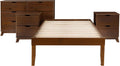 Powell Fordham Walnut Solid Pine Wood Twin Sized Platform Bed with Six Drawer Dresser and Set of 2 Two Drawer Nightstands