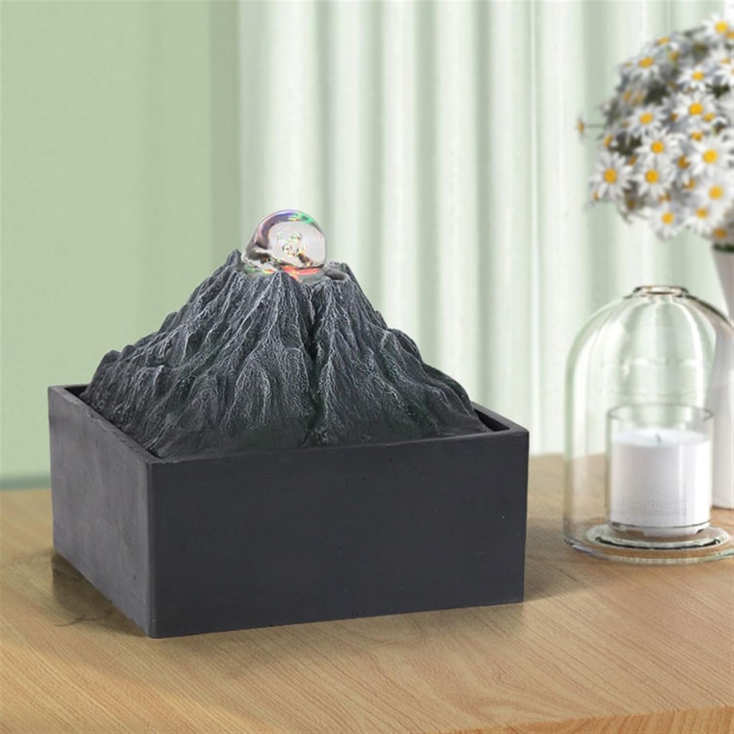 GLigeT Tabletop Fountain Office Transit Ball Rockery Fountain Fortune Desktop Creative Simplicity Feng Shui Ball Fountain Ornaments Water Fountain Decor