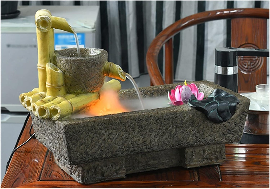 HIHELO Tabletop Fountain Tabletop Fountain Ornament Office Landscape Water Fountain Atomizing Humidifier Home Indoor Desktop Fountain Indoor Fountain