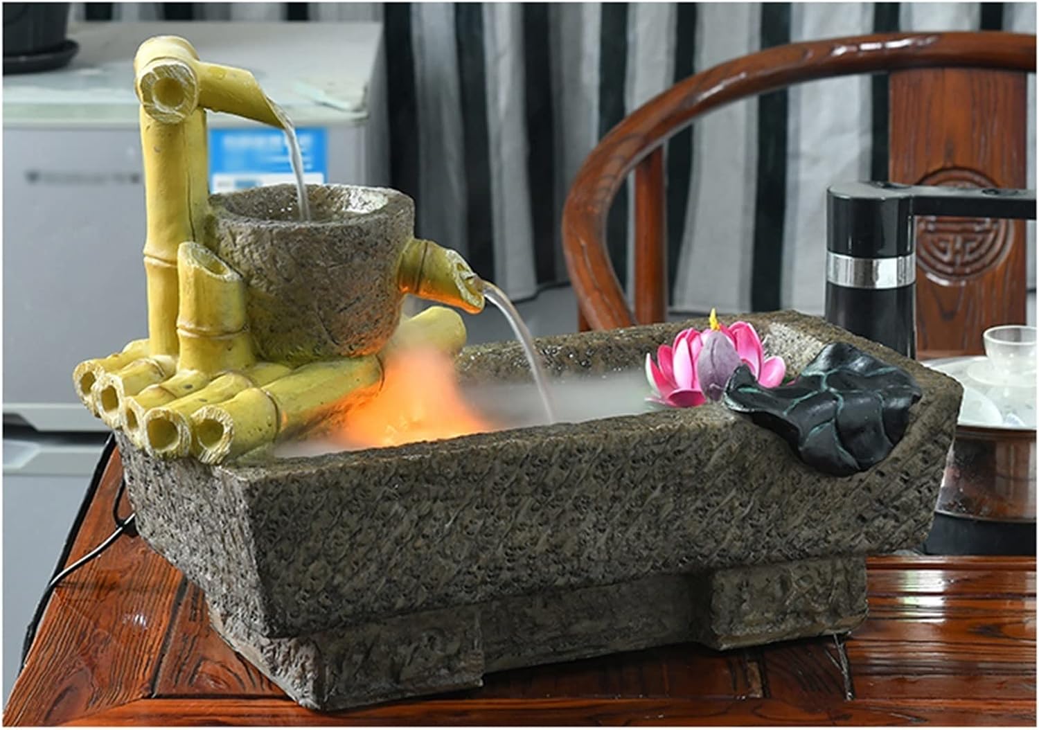 HIHELO Tabletop Fountain Tabletop Fountain Ornament Office Landscape Water Fountain Atomizing Humidifier Home Indoor Desktop Fountain Indoor Fountain
