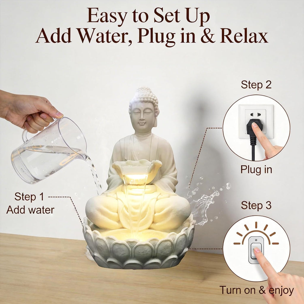 Outdoor Water Fountain, Buddha Water Outside, Garden Fountain, Statue Indoor/Outdoor for Home, Buddha Decor & Gifts, Buddah, Buda, Budda, Buddhas, Feng Shui (Medium)
