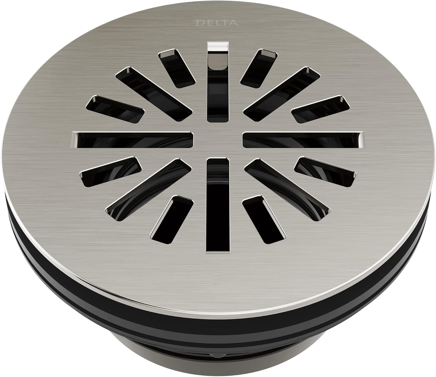 Delta 4 Inch Brushed Nickel Round Shower Floor Drain with Gasket and Snap-In Drain Gate, Stainless DT051411-SS