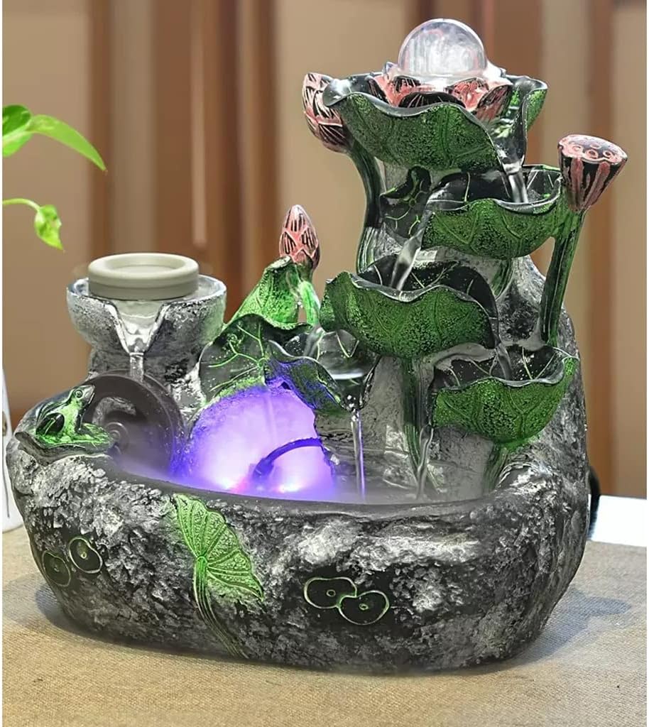 HIHELO Desktop Fountain Tabletop Fountain Indoor Resin Tabletop Fountain with Spinning Ball Living Room Office Decoration Ornaments Water Fountain Outdoor