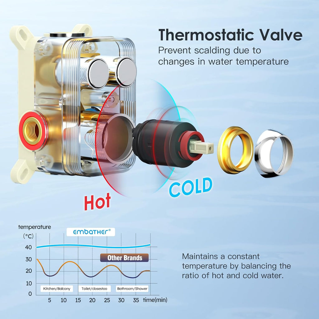 Shower System Shower Faucet Set with Push-Button Diverter and Wall Supply Elbow 10 Inch Shower Head Polished Chrome
