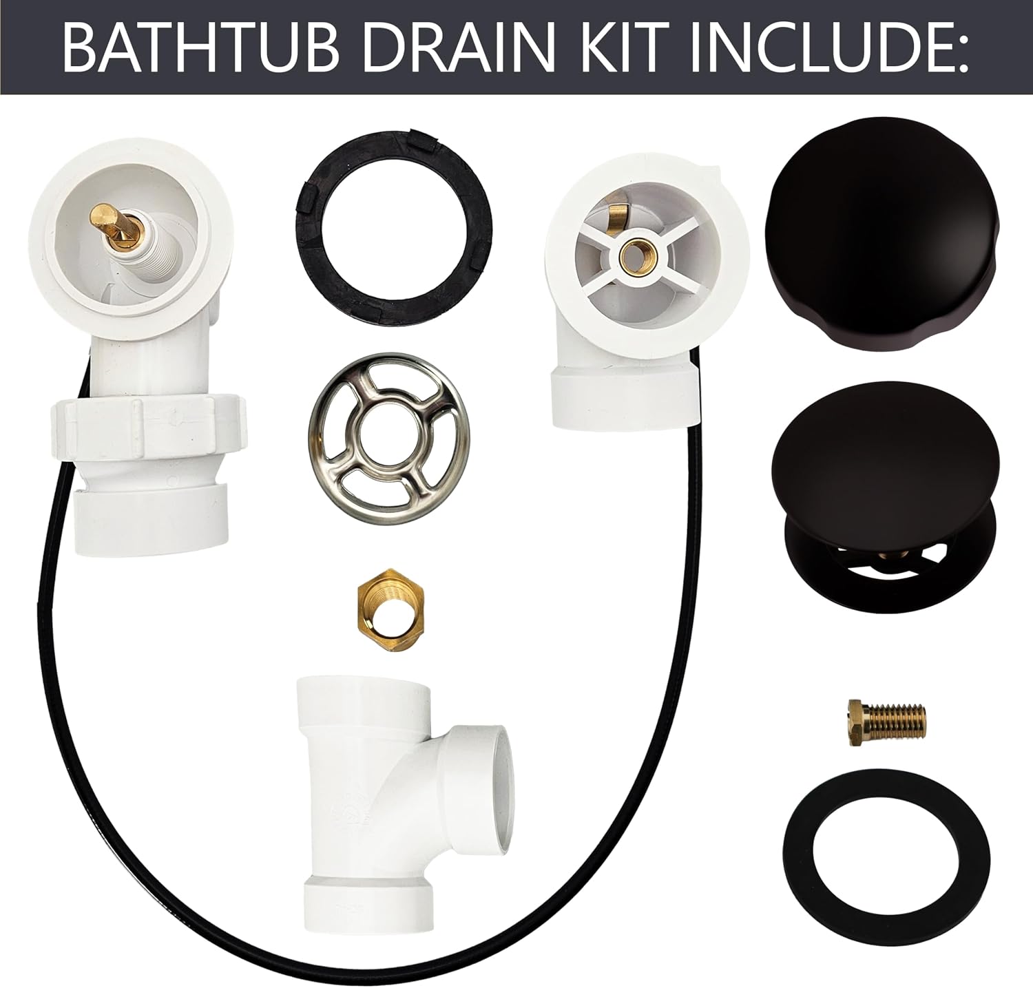 Westbrass A50P35BJ-12 1-1/2' Sch. 40 PVC 35' Cable Driven Bath Waste Kit with Ball Joint Head and Brass Trim Drain Kit, Oil Rubbed Bronze