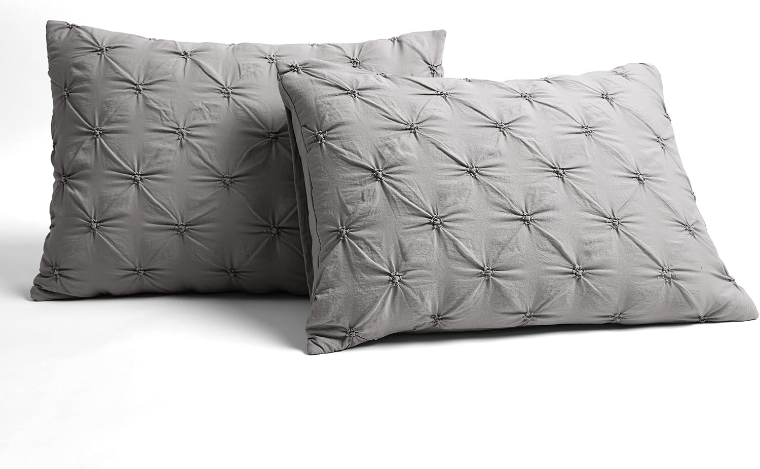 Lush Decor Ravello Pintuck Comforter Set - Luxe 5 Piece Textured Bedding Set - Traditional Glam & Farmhouse Inspired Bedroom Decor - King, Gray