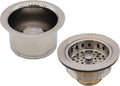Westbrass CO2196-20 COMBO PACK 3-1/2' Post Style Large Kitchen Sink Basket Strainer and Extra-Deep Collar Kitchen Sink Waste Disposal Flange with Stopper, Stainless Steel