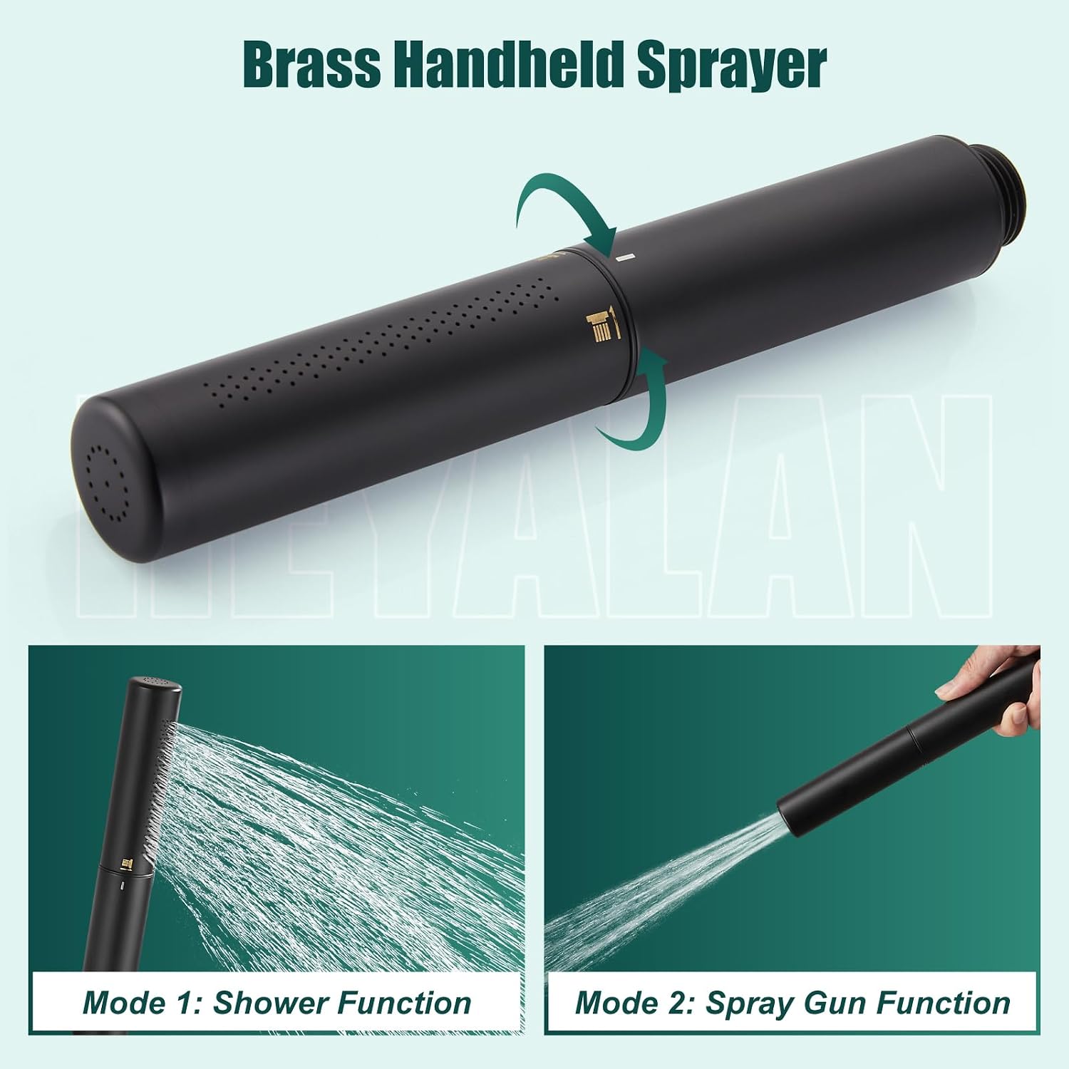 Heyalan Shower System Square Rain Shower System Head Shower Faucet Fixture 2 in 1 Handheld Shower Sprayer Rough in Valve Wall Mount Bathroom Rainfall Combo Set High Pressure,12 Inch,Matte Black