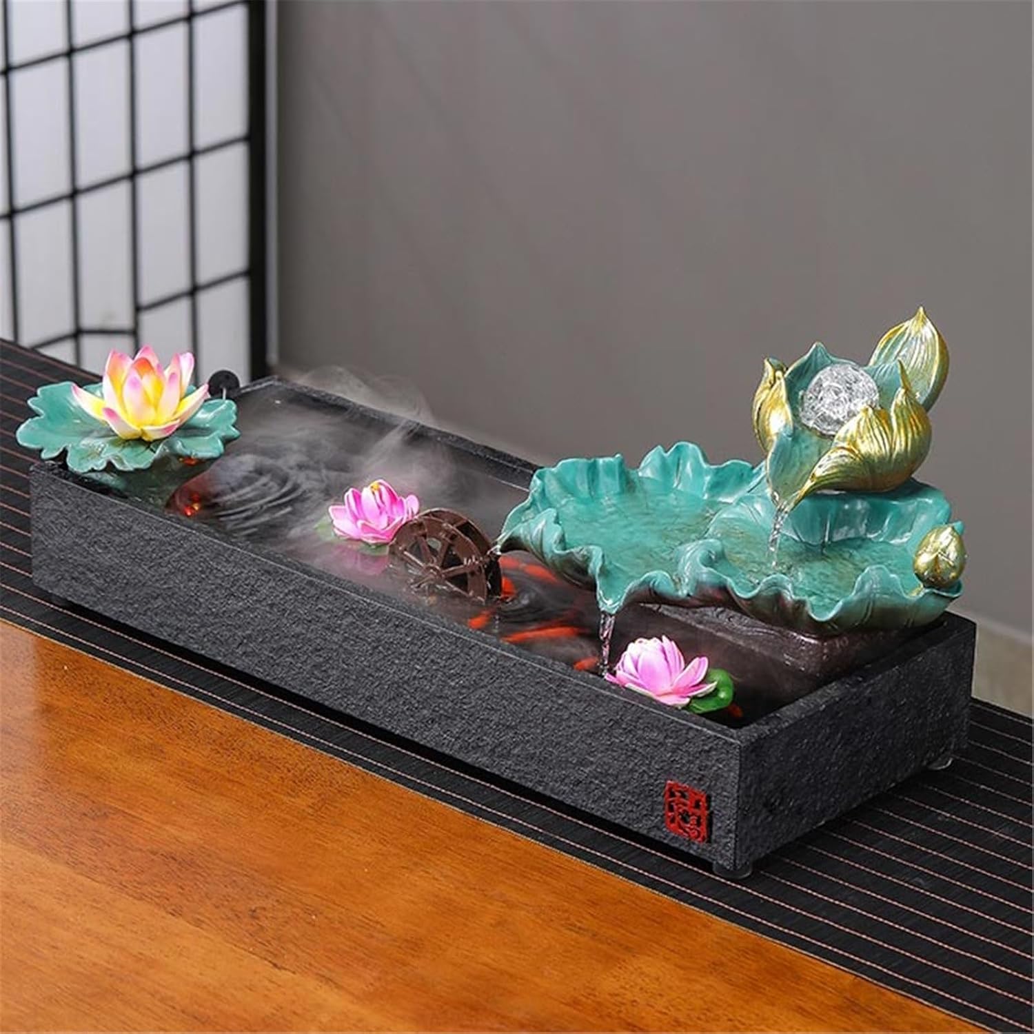 Tabletop Tabletop Fountain, Meditation Indoor Waterfall Feature for Home Office Bedroom Relaxation Decor(Large)