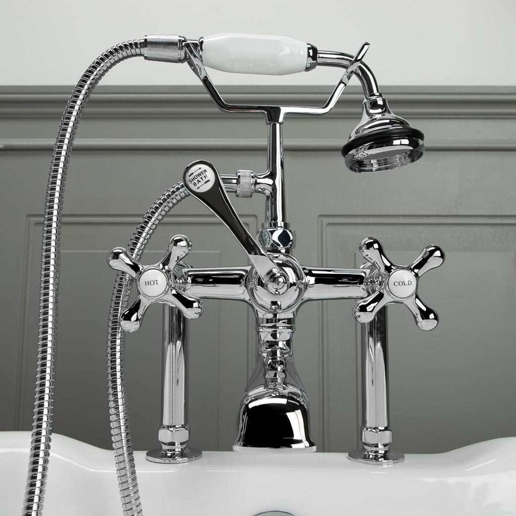 Vintage Tub & Bath Clawfoot Tub Rim Mount Faucet Set with Lift and Turn Drain